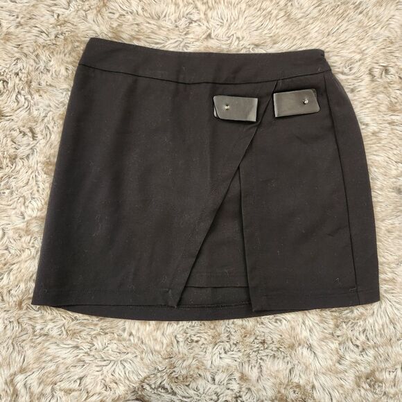Seek the Label Split Front Layered Mini Skirt Black Women's Size Small - Picture 1 of 10